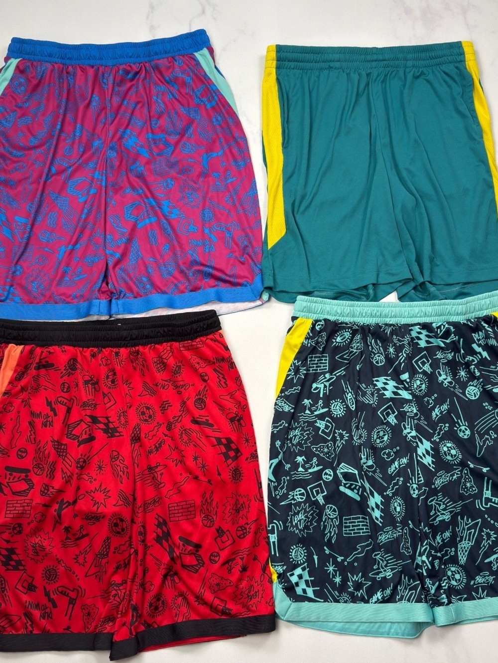 Tek Gear Athletic Shorts Multi-Color Patterned - Boys XL Husky Lot of 4